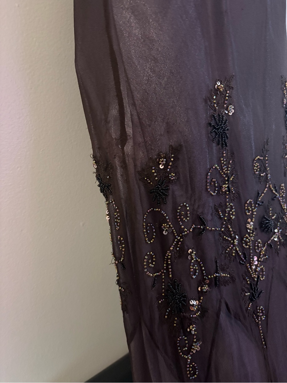 Adrianna Papell Evening brown and purple silk dress size 12 - Picture 5 of 16